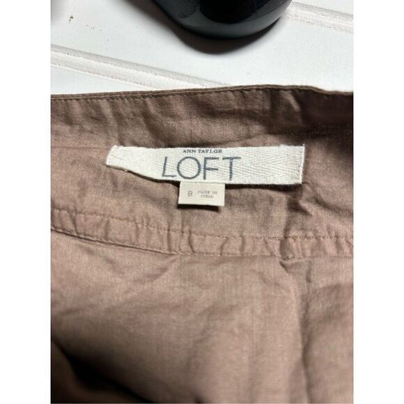Ann Taylor Loft 100% Cotton Tan Skirt Side Zip Size 8 - Picture 6 of 6